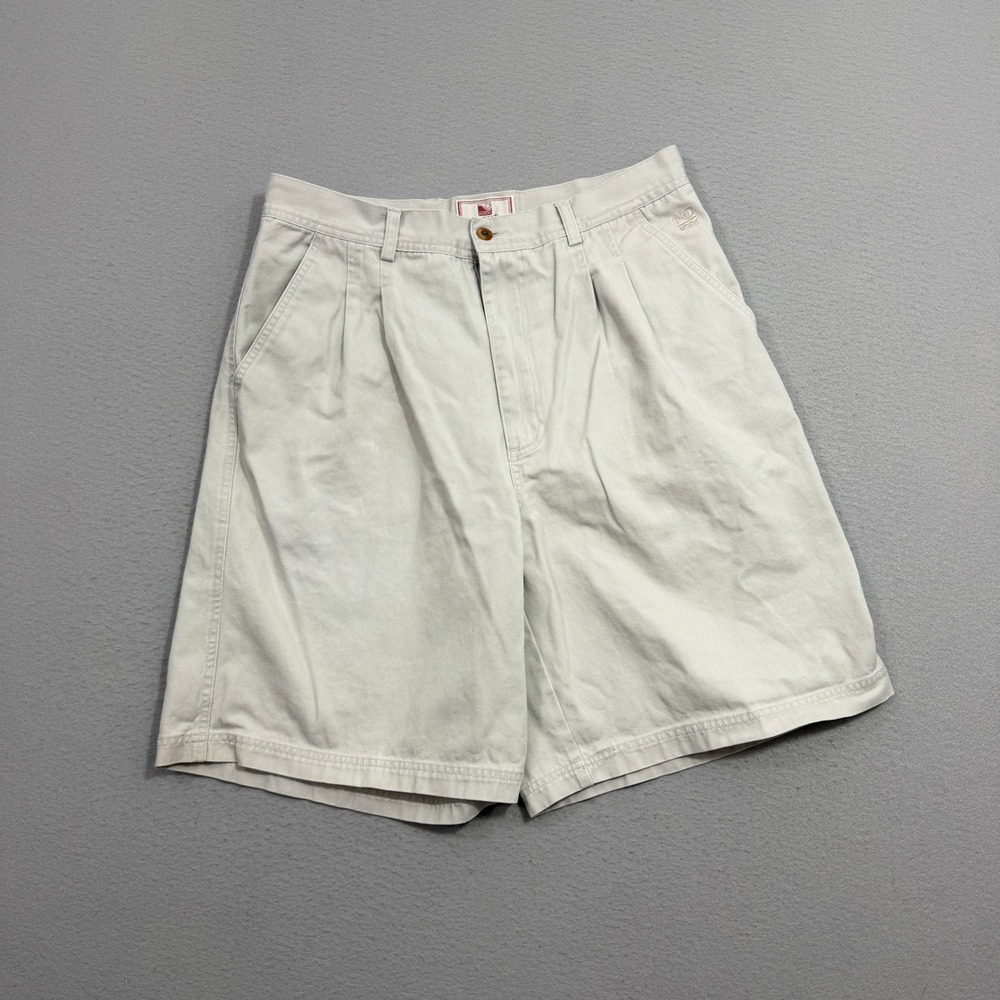 Vintage Off Shore Pleated Chino Shorts Men's 34 Beige 9" Inseam Surf Skate 90s